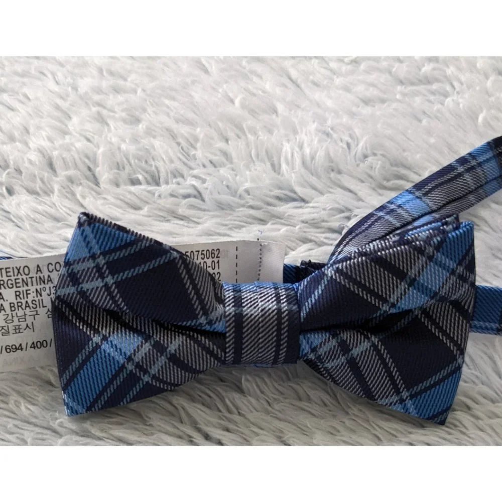 2 Zara Boy Accessories Bundle Dressy Jacquard Slim Red Tie + Plaid Bow Tie NEW